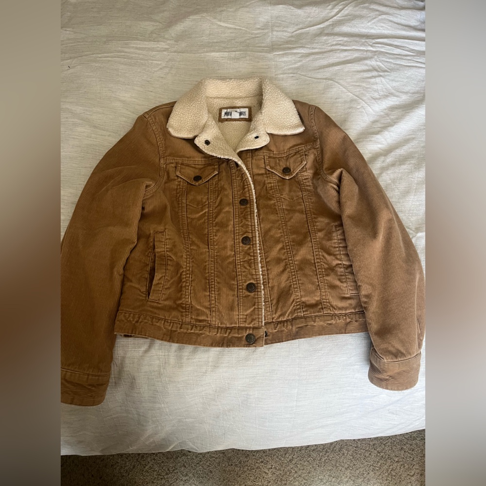 Brown Sherpa-Lined Denim Jacket